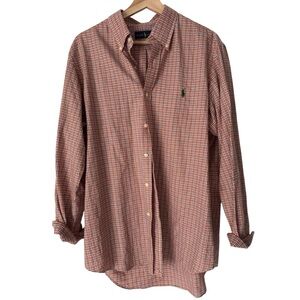 Ralph Lauren Classic Fit Lightweight Orange Plaid Casual Button Down Shirt | L